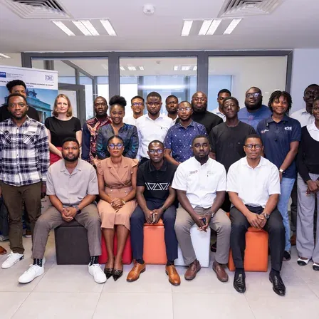 A full cohort together for a group photograph.