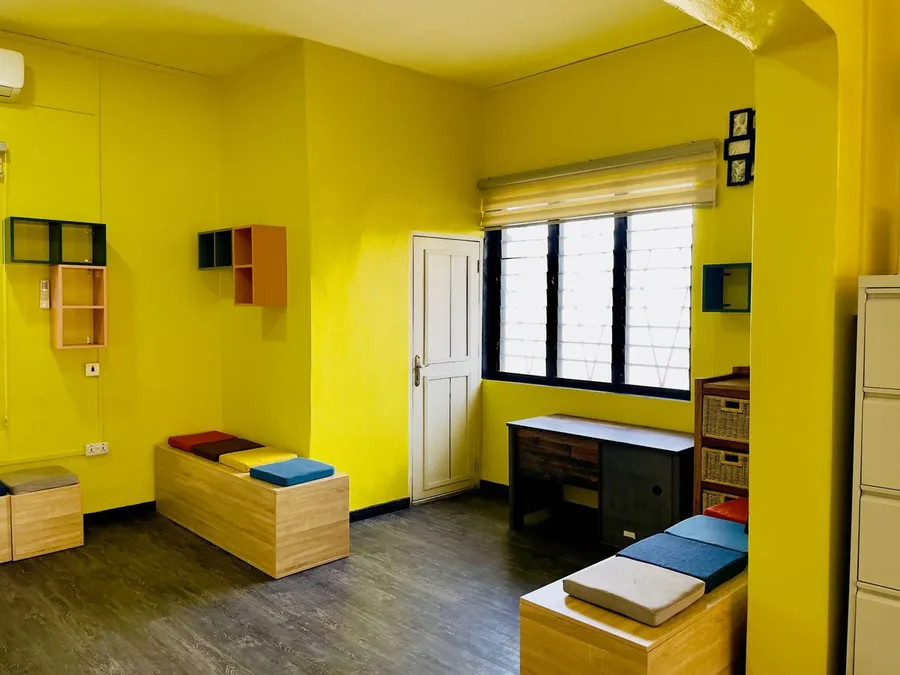The meeting corner, set for a small team.